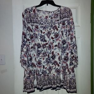 Southern stitch floral print womens top